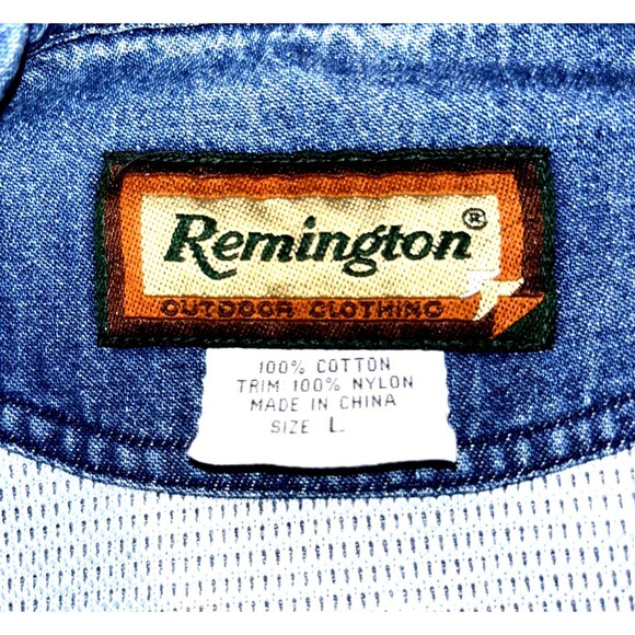 Vintage Remington Hunting Shacket Men's Large Denim with Game Pouch Pockets - Picture 12 of 12